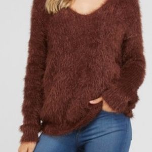 NWOT - Love Tree: Twist-Knot-Back Fuzzy Sweater